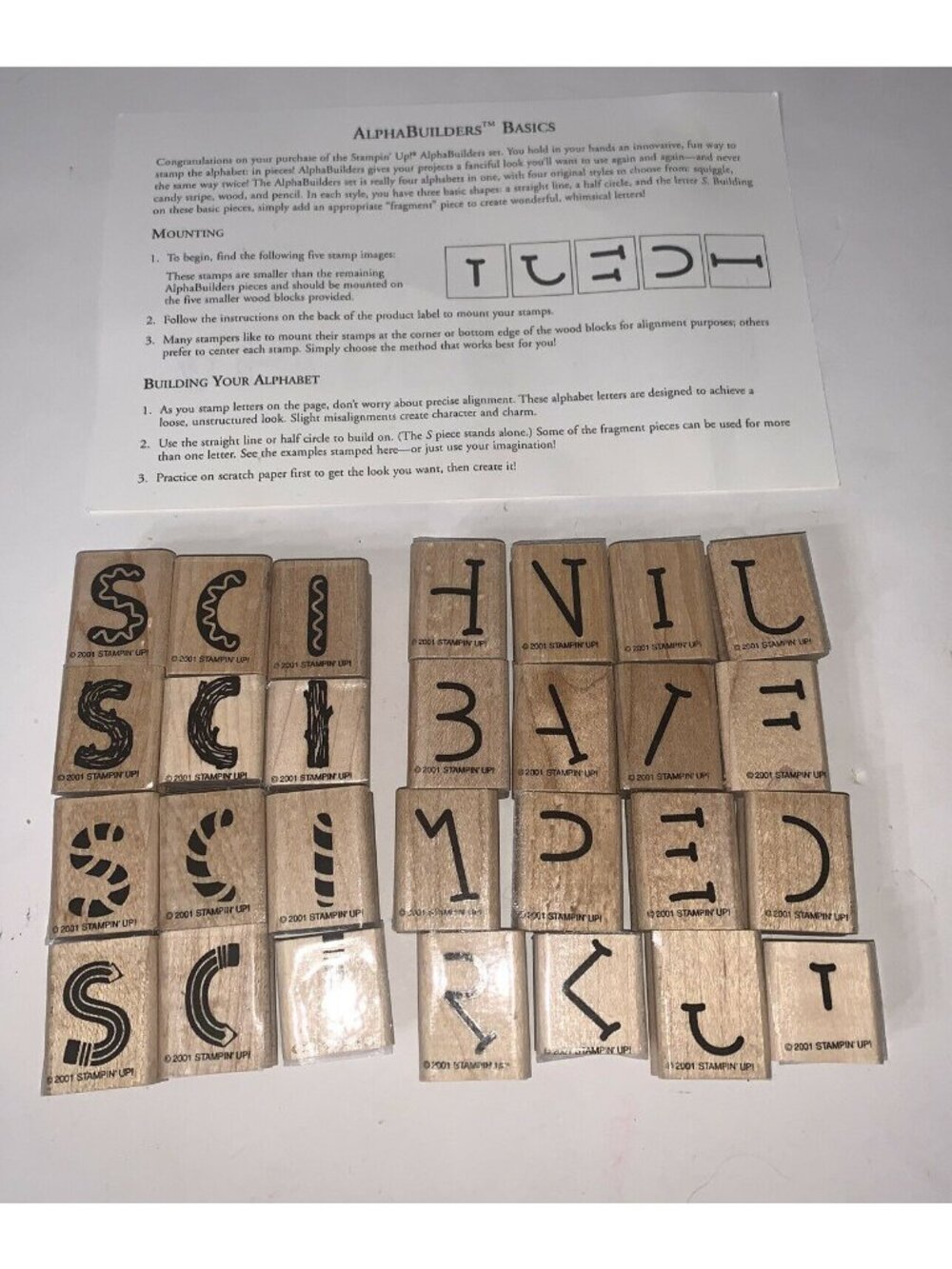 Stampin Up 2001 Alphabuilders Basics Set Of 28 Stamps
